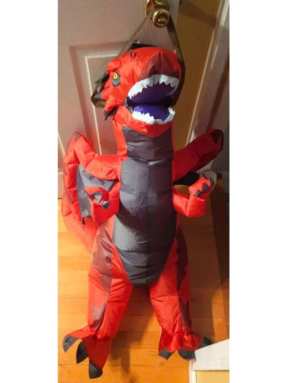 Inflatable Ride on Red Dragon Costume Kids 4-6 Knight Halloween Blow Up Medieval